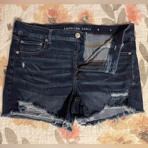 American Eagle Next Level Stretch Midi Distressed Shorts